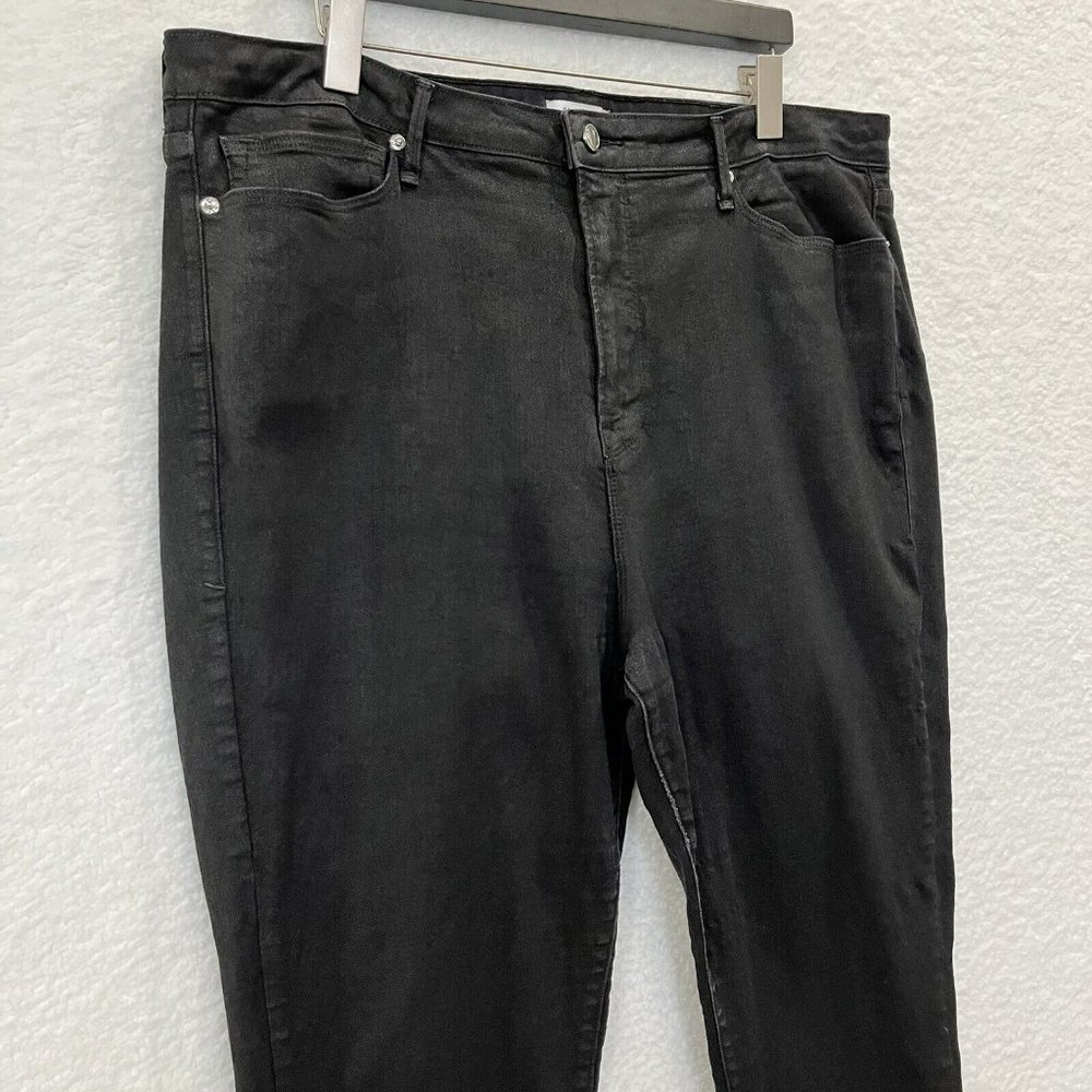 Good American Good Legs Women's Size 22 Black High Rise Shine Coated Jeans $170